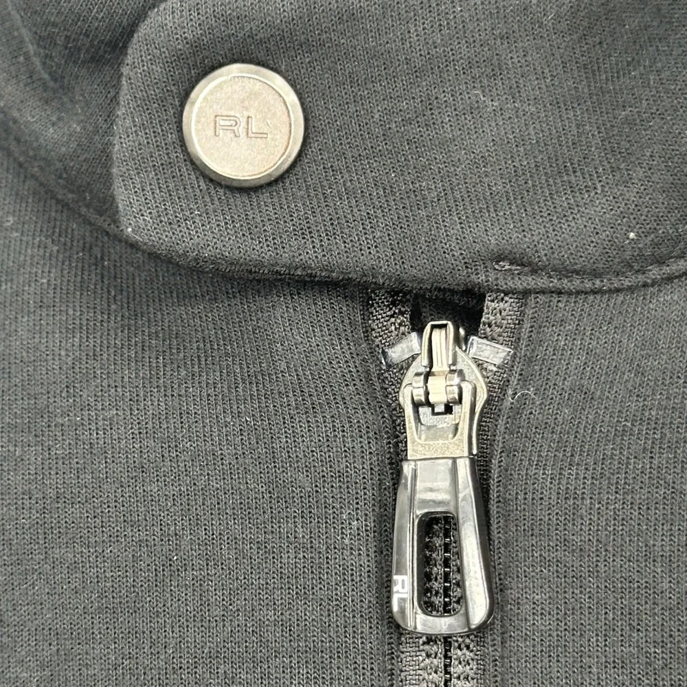 Polo Ralph Lauren Performance Mens XS Black Moto Cafe Racer Zip Up Jacket Logo